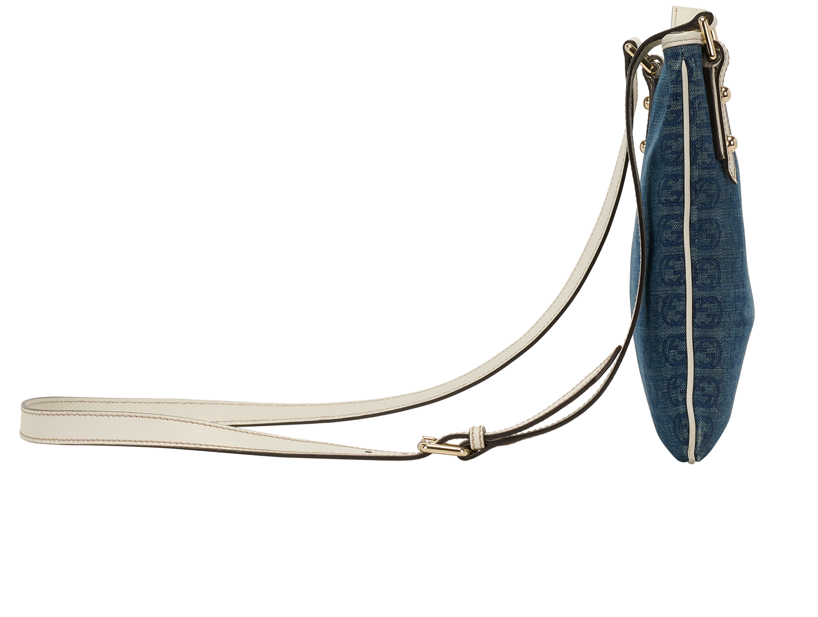 Interlocking Denim Crossbody, &pound;295, Handbags, Blue, Denim, Side view
